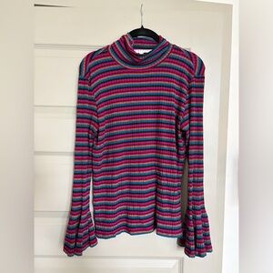 Trina Turk Multicolor Striped Turtleneck